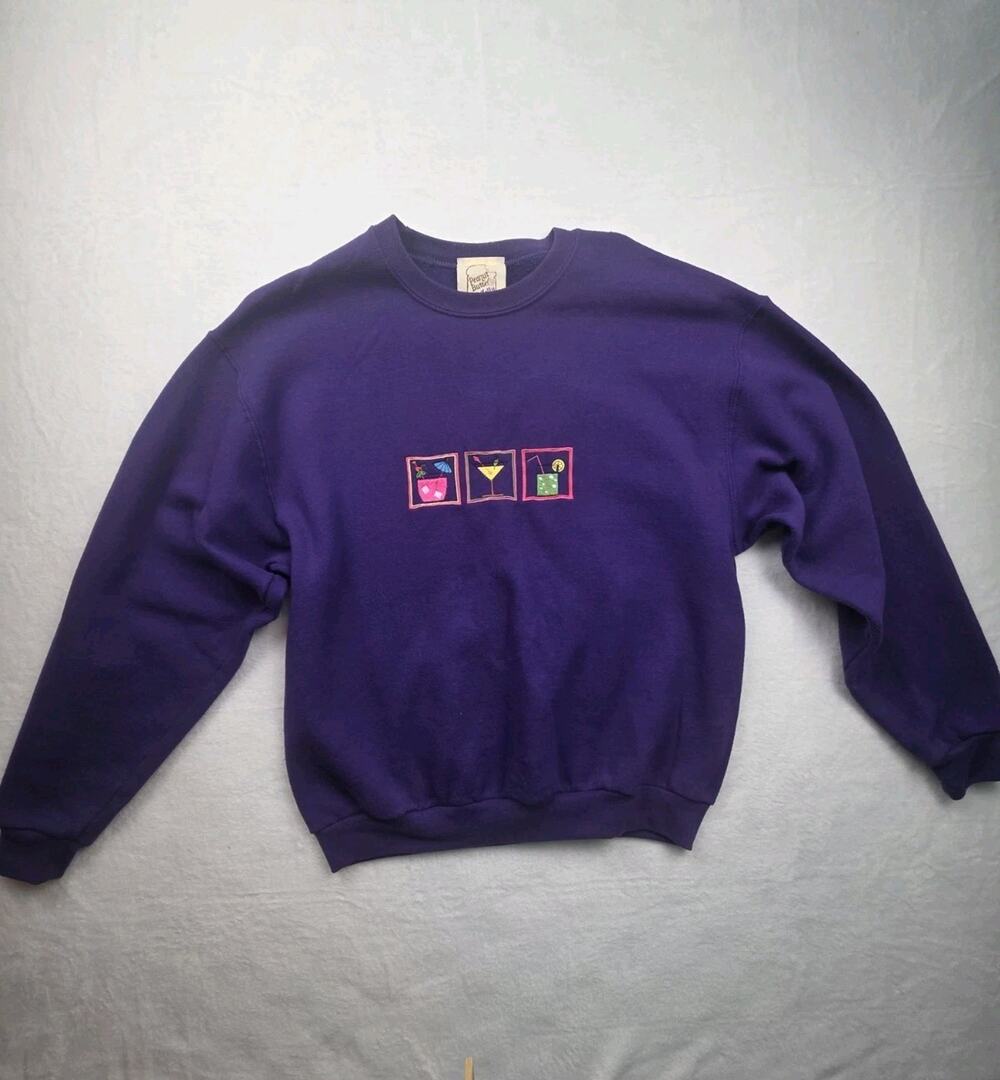 VTG Peanut Butter Jelly Medium Sweatshirt Purple Cocktail Drinks Made In USA